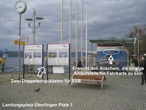 Werbung am Landungsplatz in &Uuml;berlingen