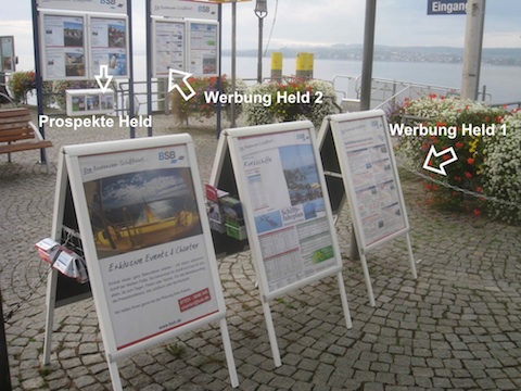 Werbung am Landungsplatz in &Uuml;berlingen