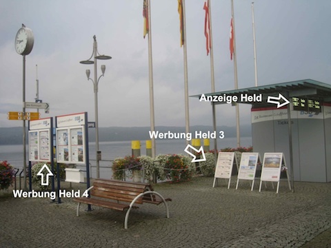 Werbung am Landungsplatz in &Uuml;berlingen